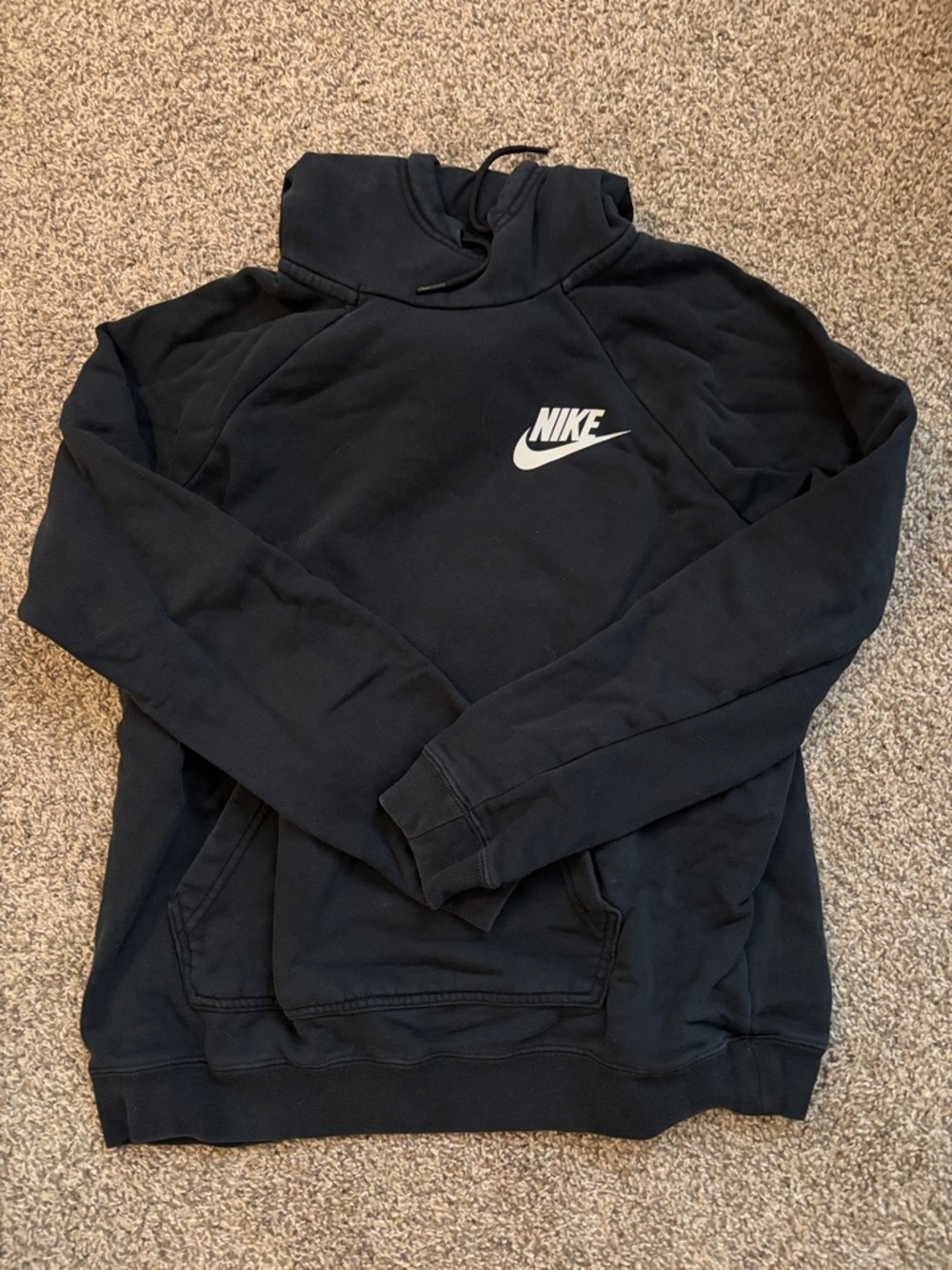 Nike Black Crewneck Hoodie Sweatshirt with White Swoosh